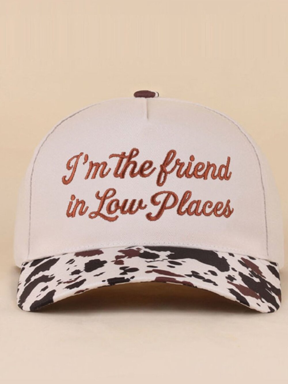 Zenana Friend in Low Places Canvas Snapback Baseball Hat in Cow